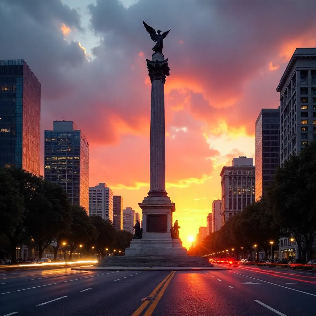 Sunset over Monumento a la Independencia, CDMX