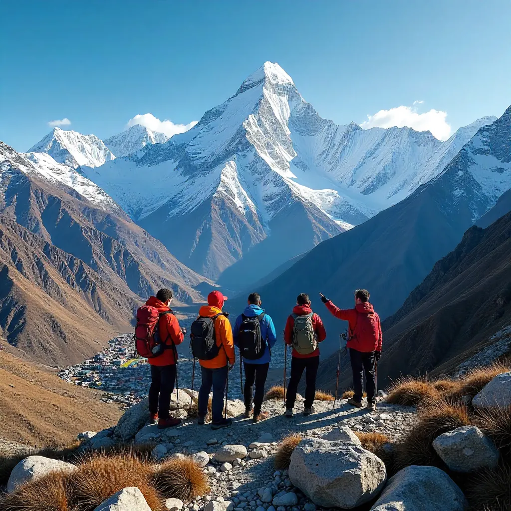 Group of Hikers at Namche Himalayan Vista