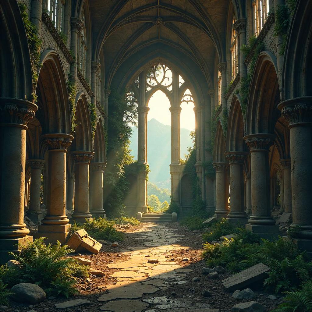 Cathedral Amid Ancient Ruins (Photoreal)