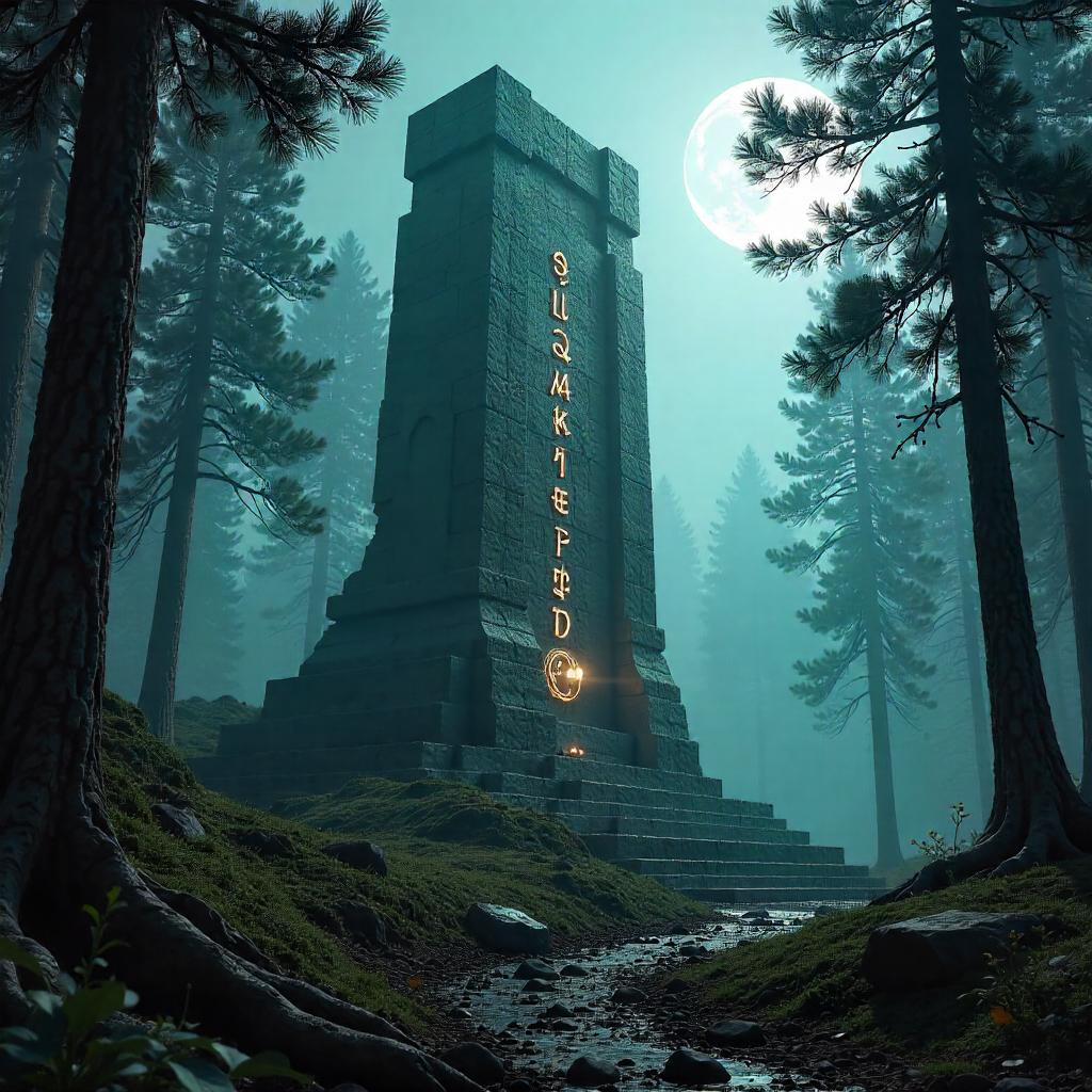 Monument in a Dark Forest - 3D Render