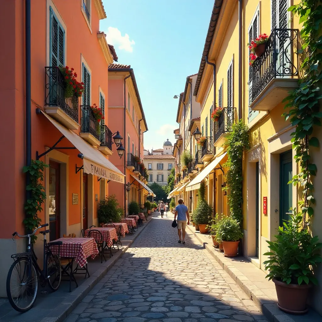Colorful Narrow Street of Old Town Nice