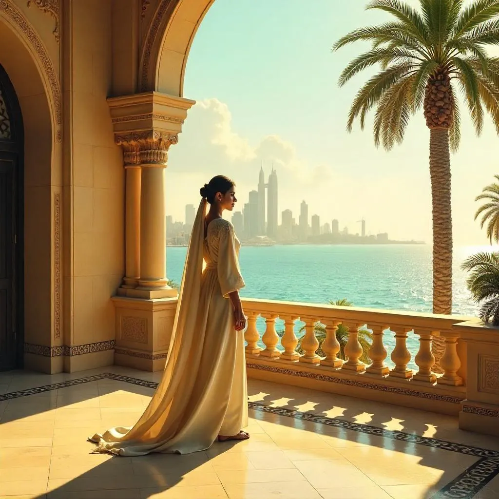 Terrace Dreams: Middle Eastern Beauty in Concept Art
