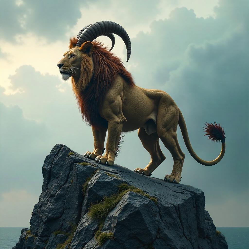 Chimera on a Jagged Rocky Outcrop