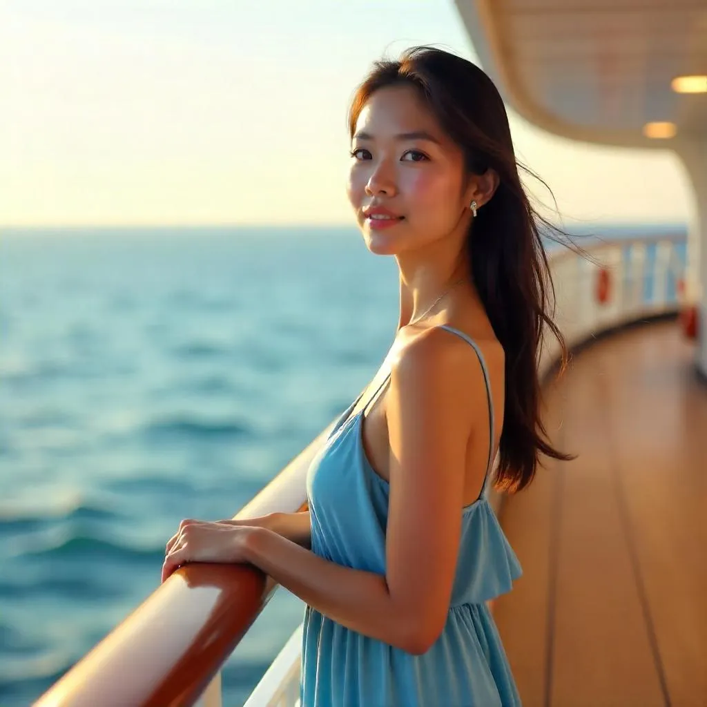 Photorealistic Asian Woman on a Cruise Ship