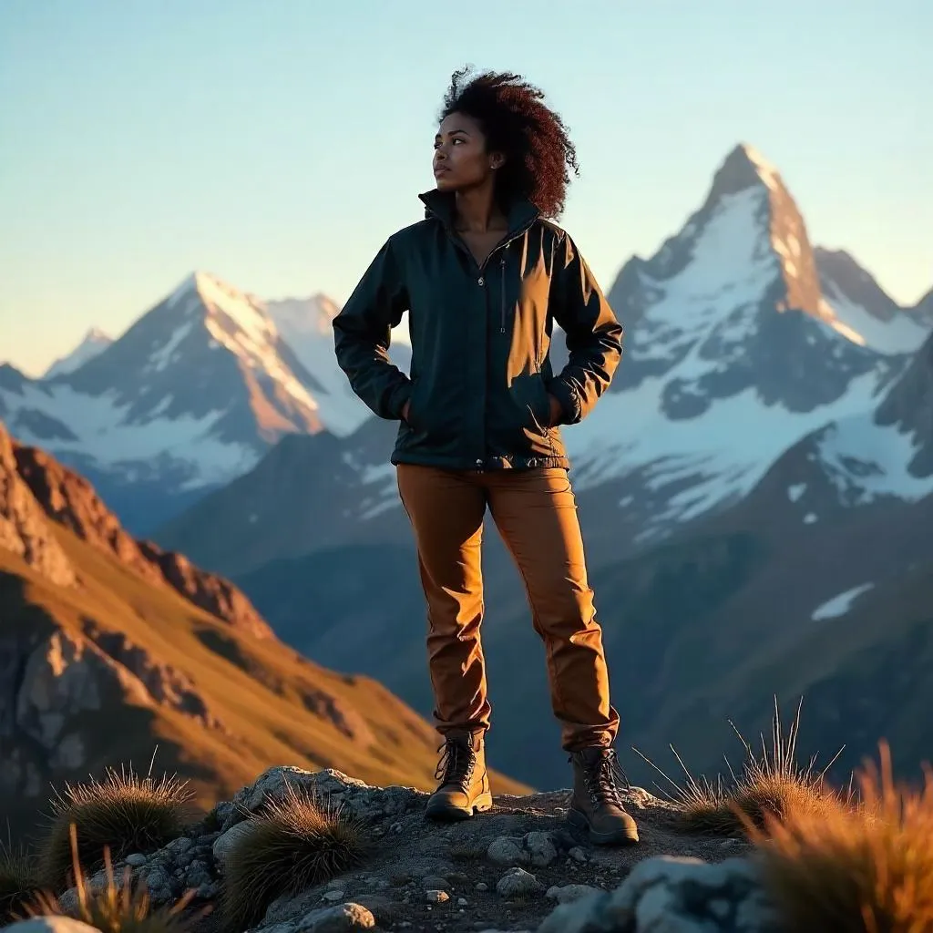 Confident Black Woman in Alpine Sunrise