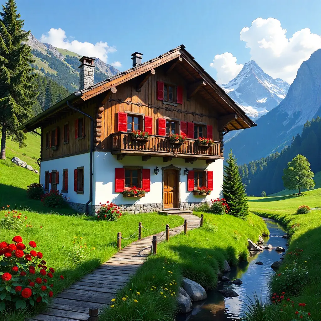Grindelwald Chalet with Ruby Red Shutters