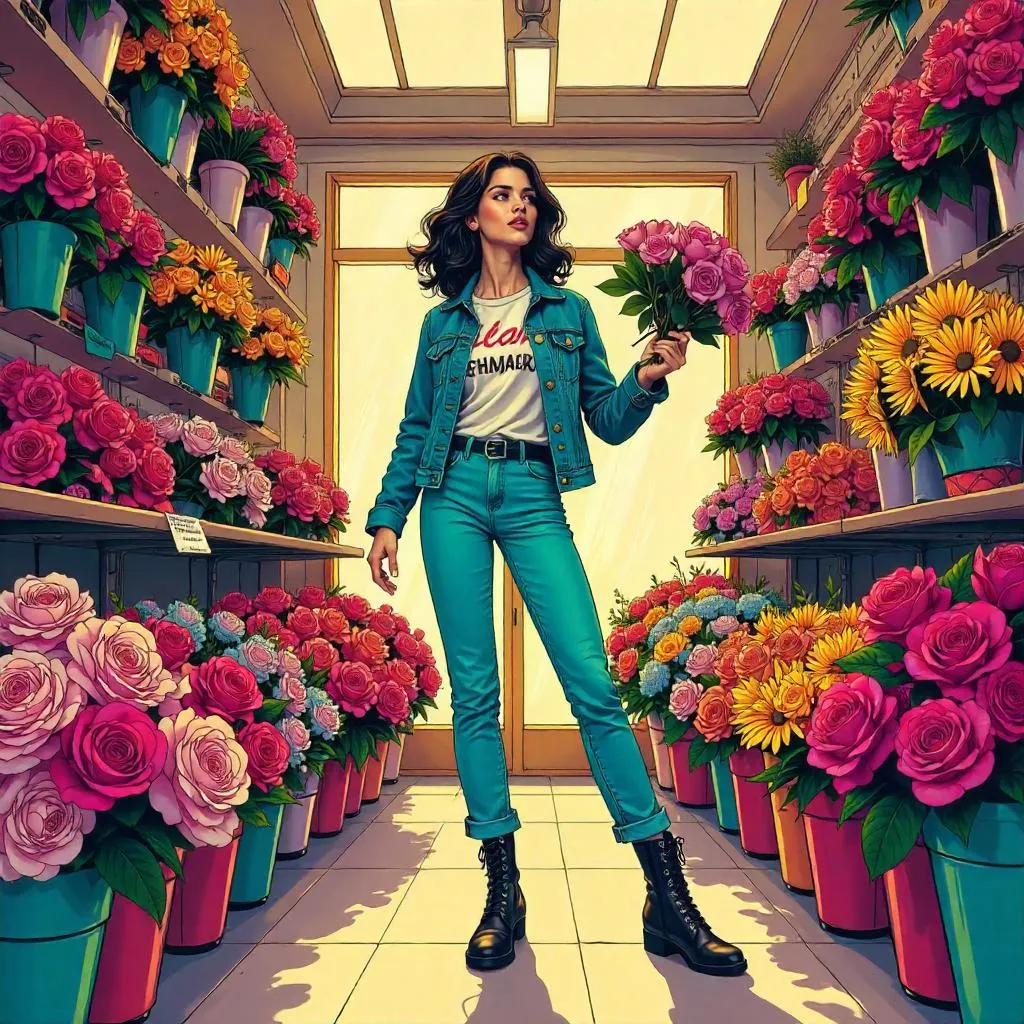 Comic-Book Chic in a Blooming Flower Shop