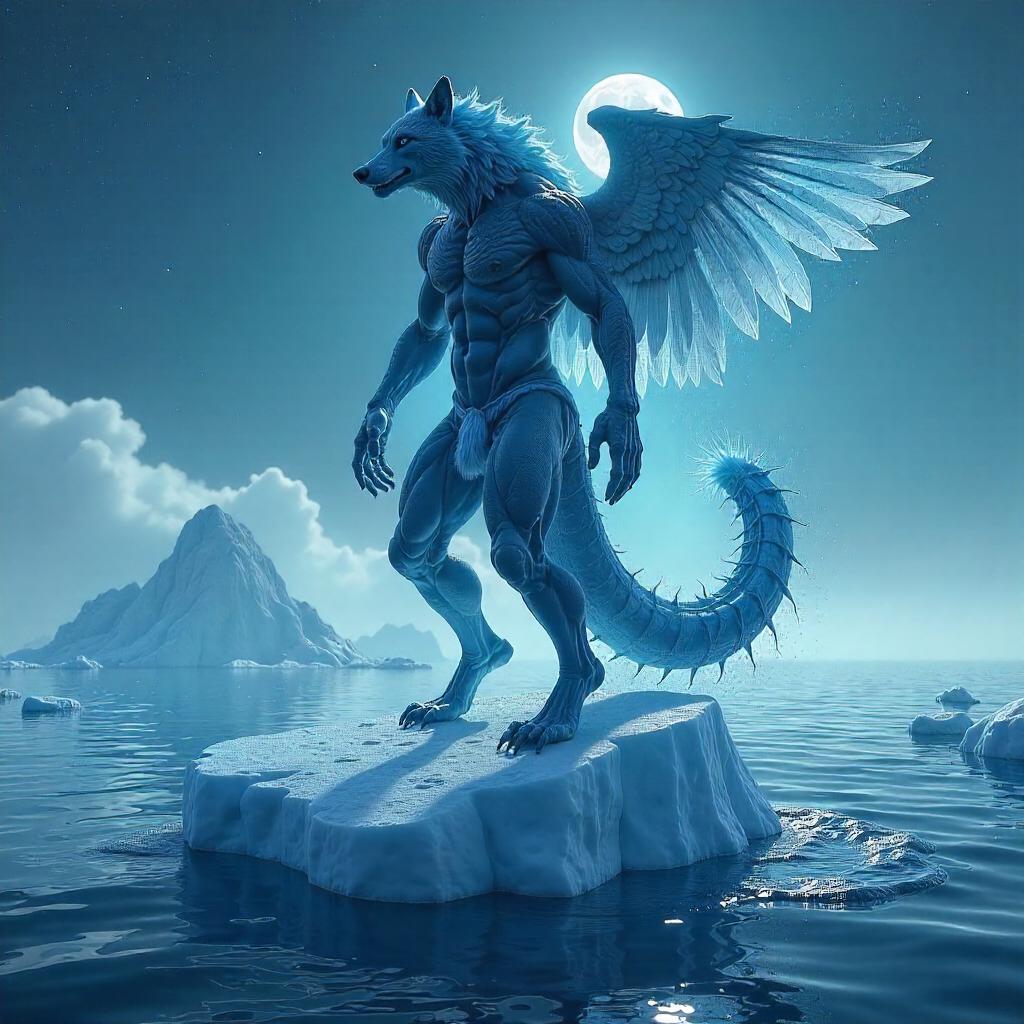 Shapeshifter on a Floating Iceberg - 3D Render