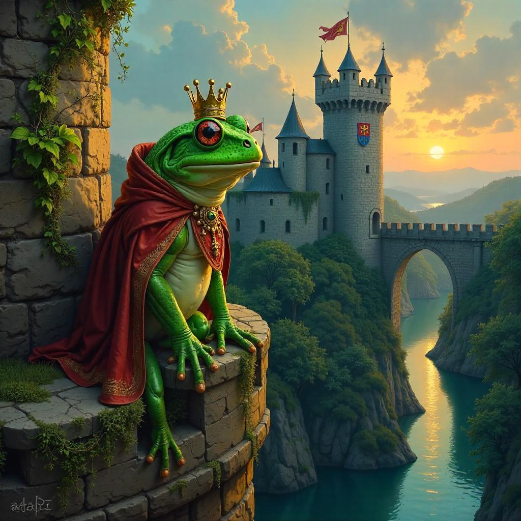 Frog on the Fortress: An Oil Painting