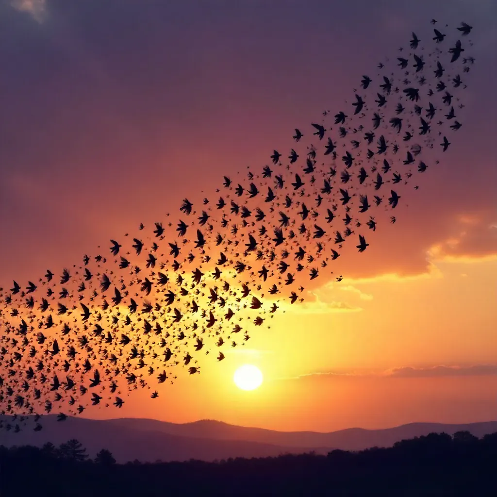 Synchronised Silhouettes: A Vast Flock in Flight