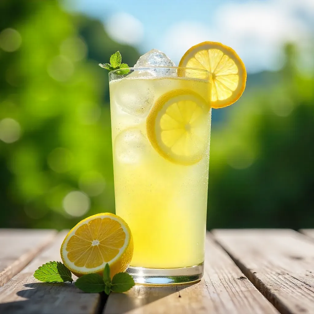 Chilled Lemonade with Mint and Lemon Wedges