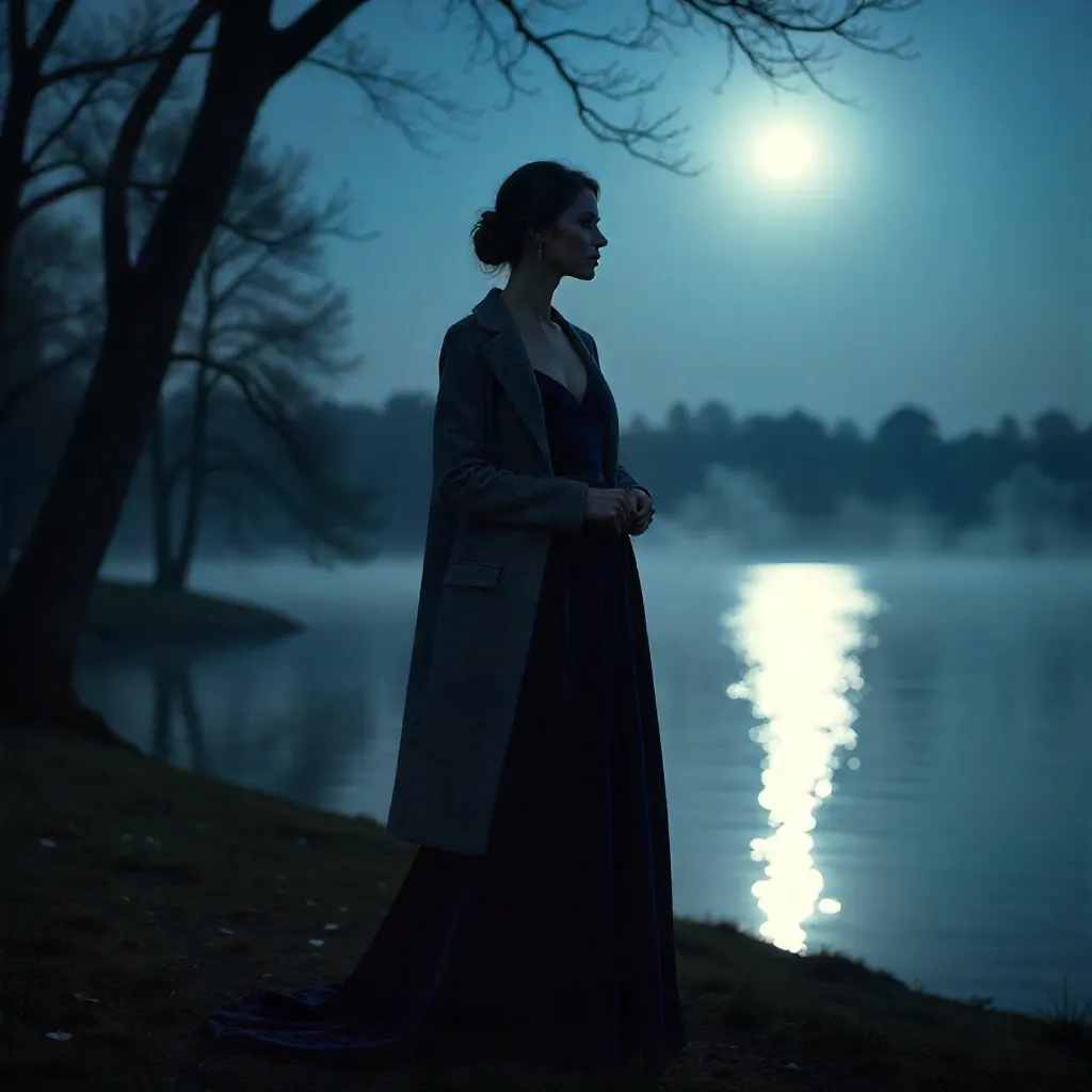 Moonlit Reverie: Elegance in Velvet and Coat