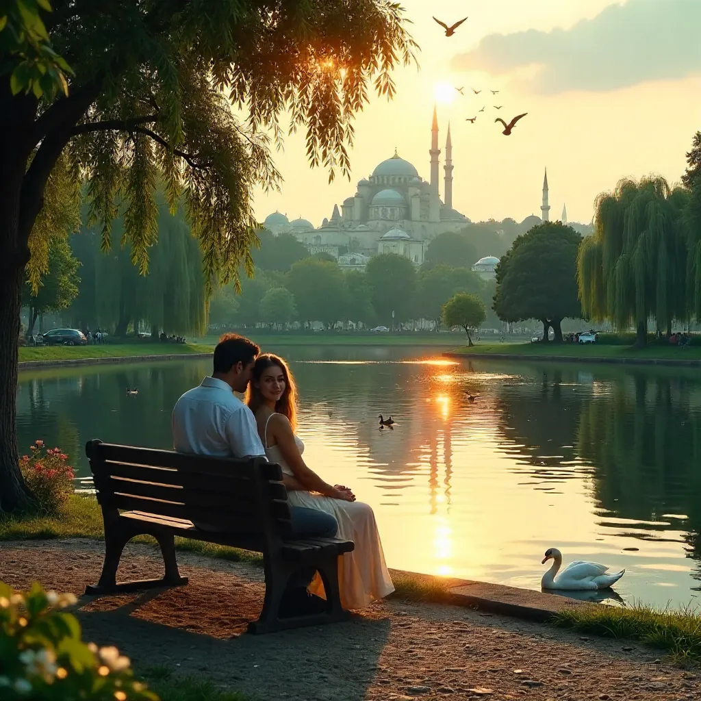 Quiet Moment by a Pond in an Istanbul Park