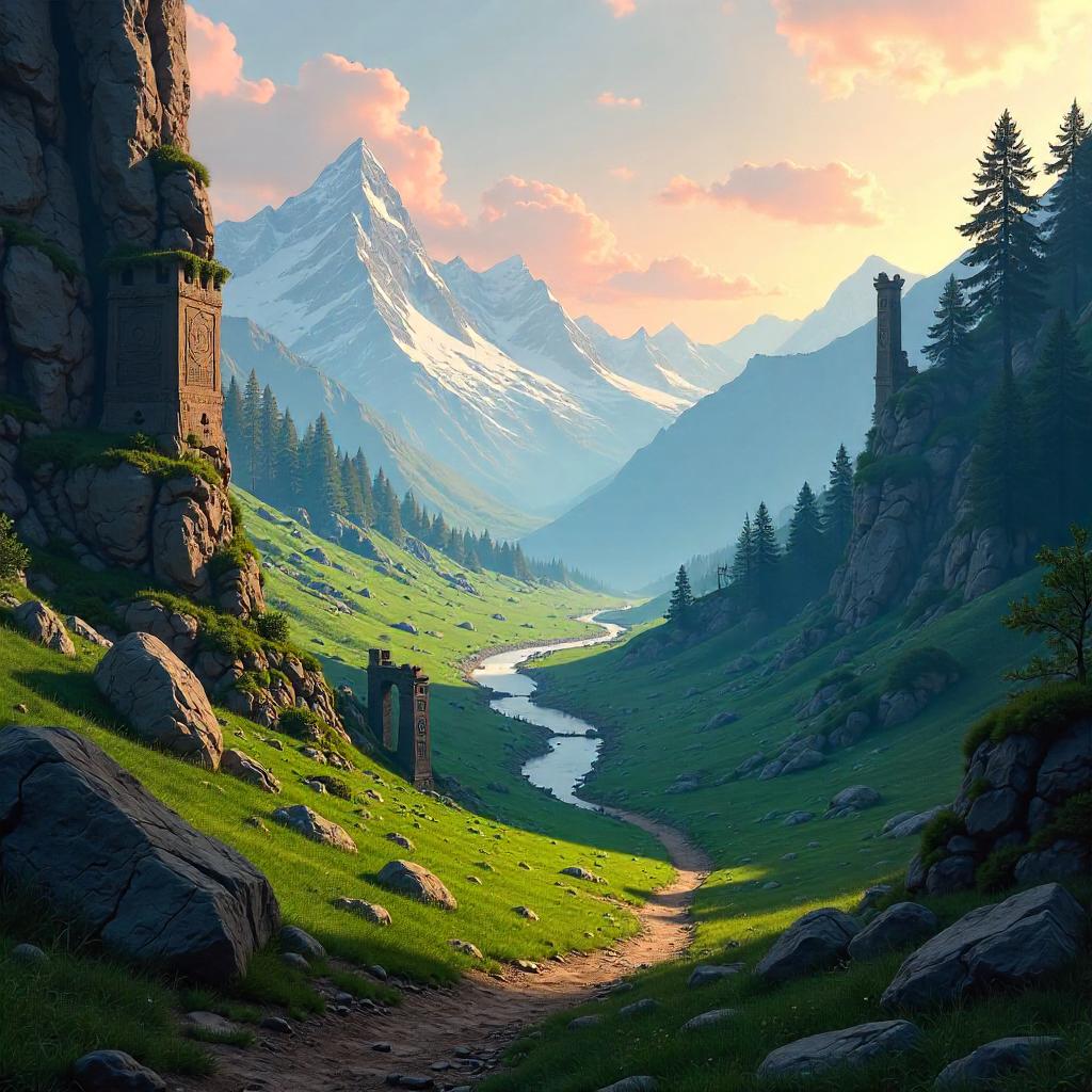 Valley Concept Art for a Fantasy Video Game