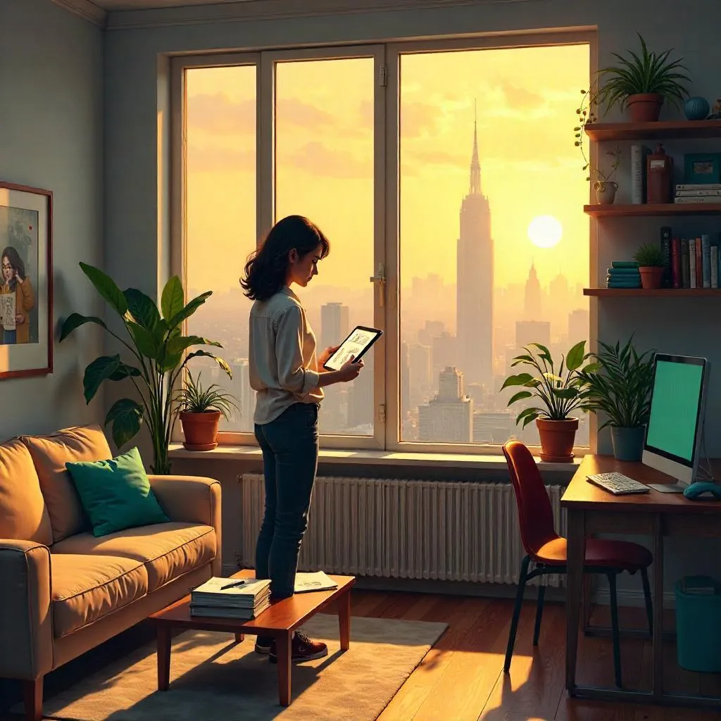 Concept Art: Young Middle Eastern Woman in a Modern Apartment