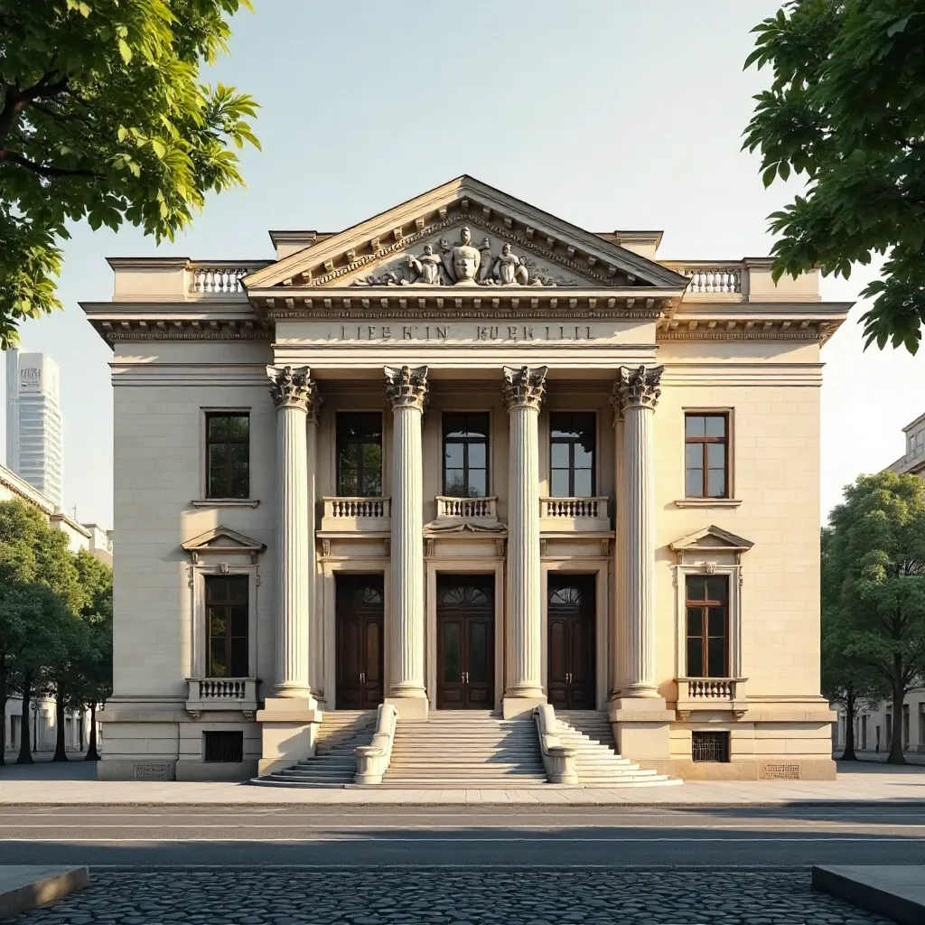 Symmetrical Neoclassical Berlin Facade in Soft Daylight