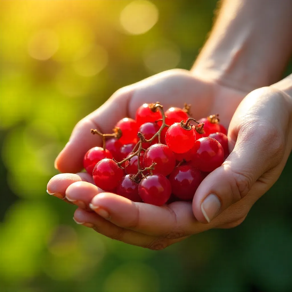 Sunlit Macro: Red Currants in an Open Hand