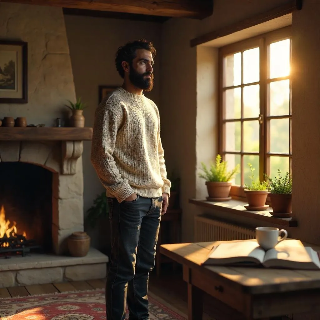 Young Middle Eastern Man in a Cozy Cottage