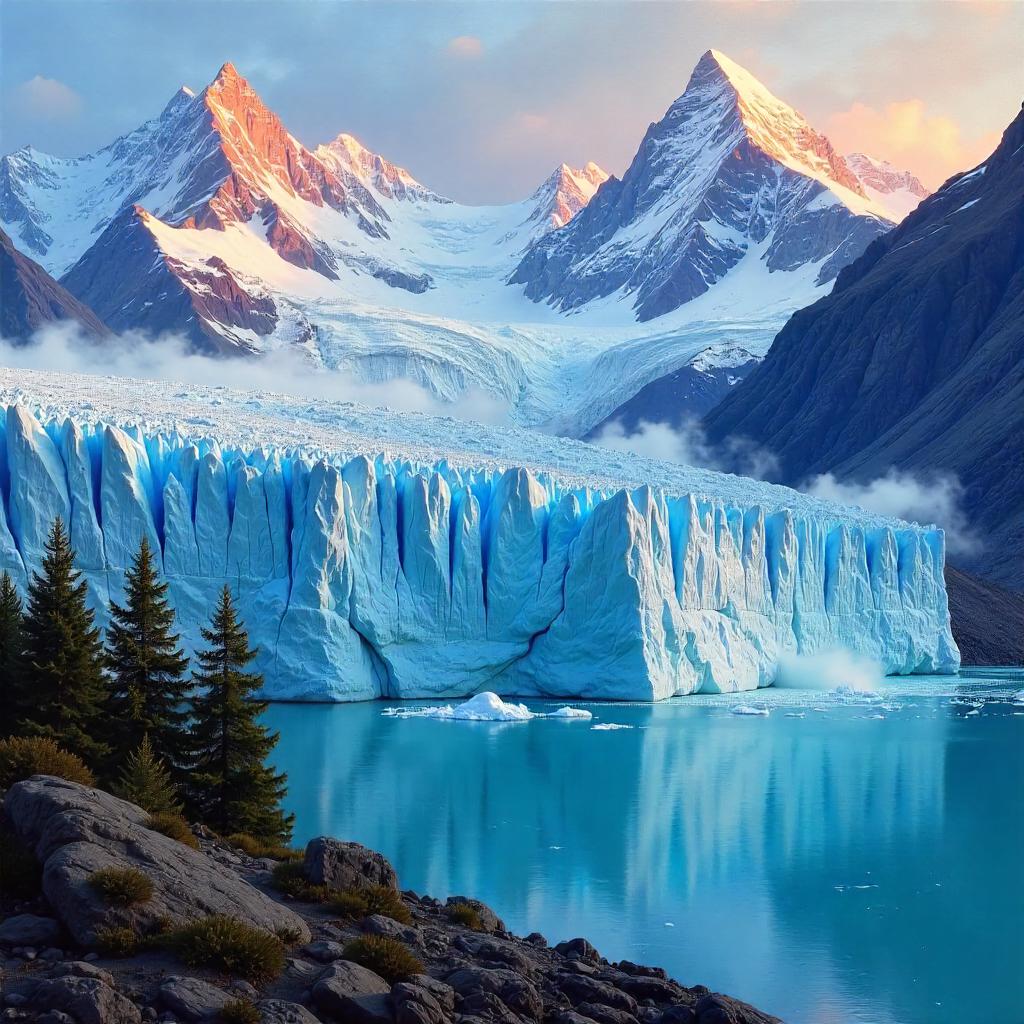 Glacier in a Photorealistic Oil Painting
