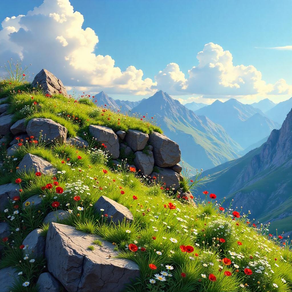Meadow Vista on a Wind-swept Rocky Outcrop