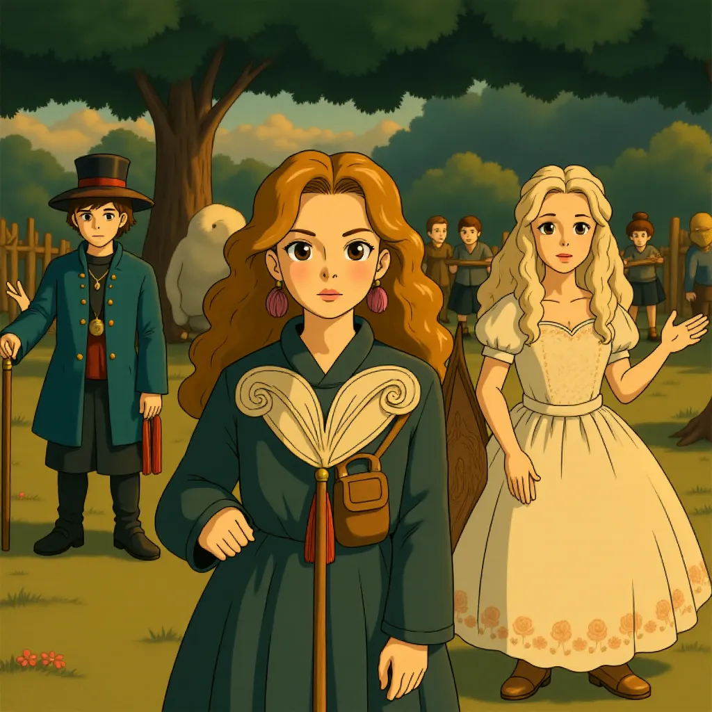 Johnny Depp, Anne Hathaway, and Mia Wasikowska in Alice in Wonderland (2010) - Anime style