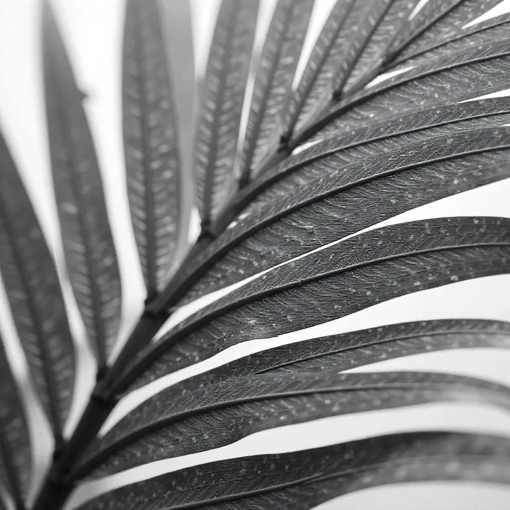 Macro Monochrome Palm Leaf Vein Texture