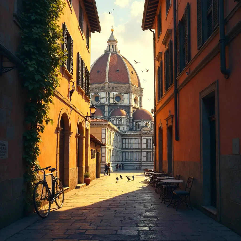 Golden Hour Florence Alley with the Duomo Dome