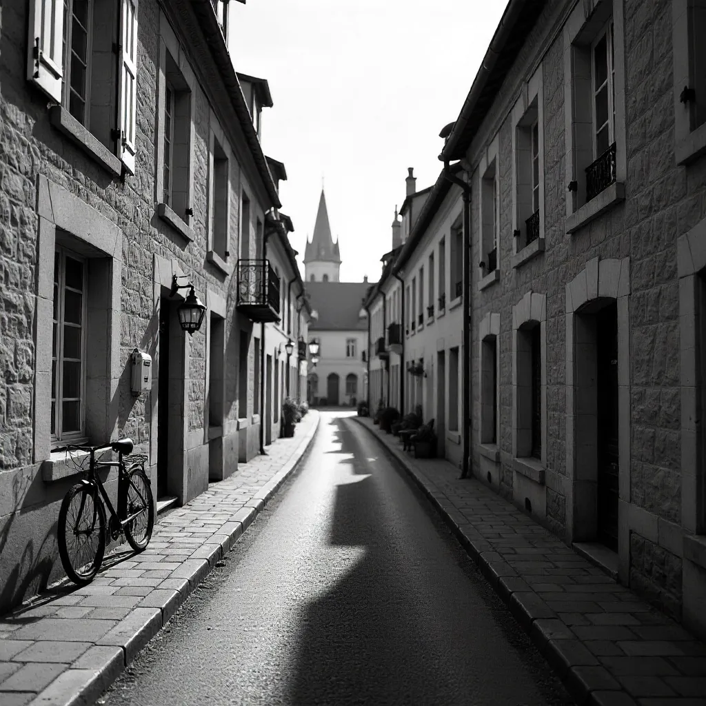 Monochrome Daylight Street Scene in Compiègne, France