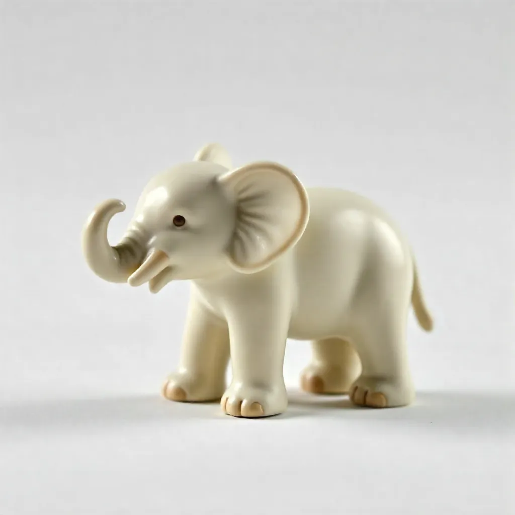 Tiny Elephant Figurine: Side View on White