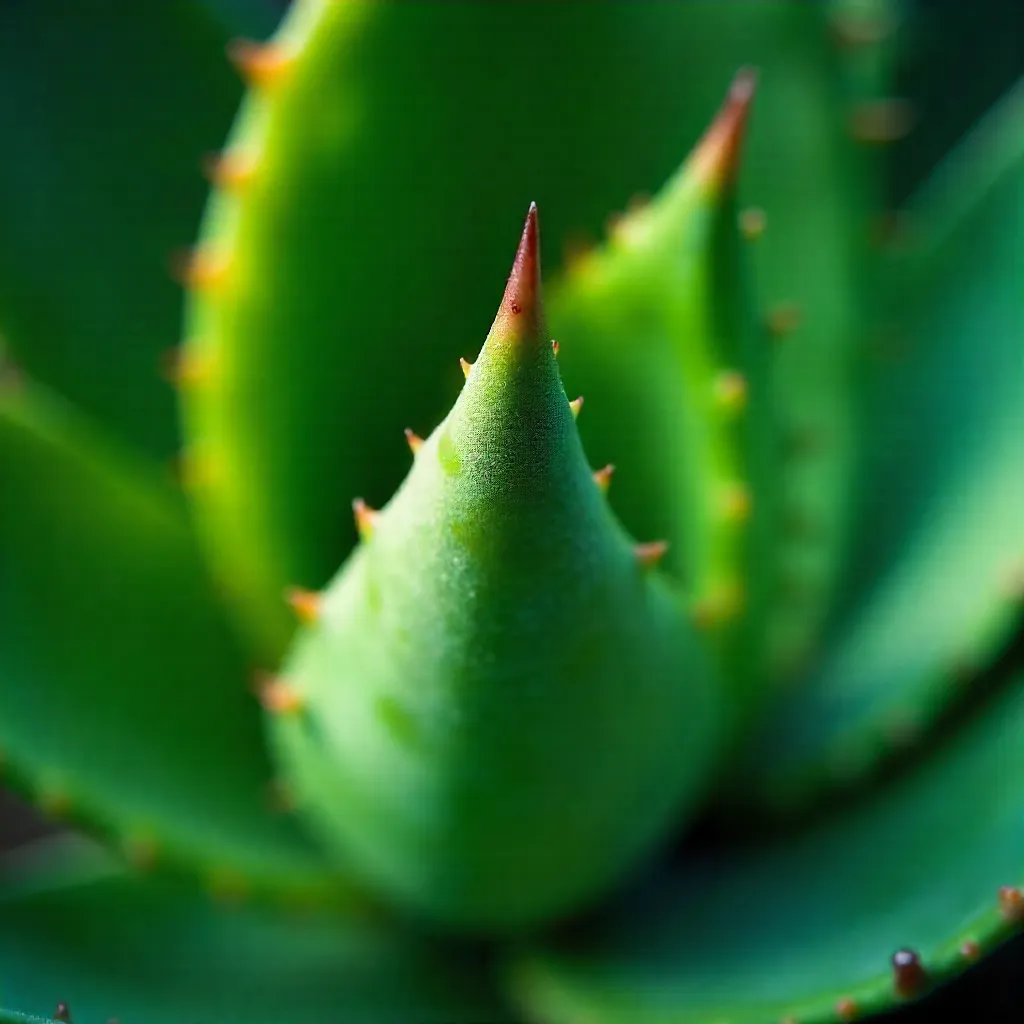 Macro close-up: Vibrant agave leaves with sharp spines