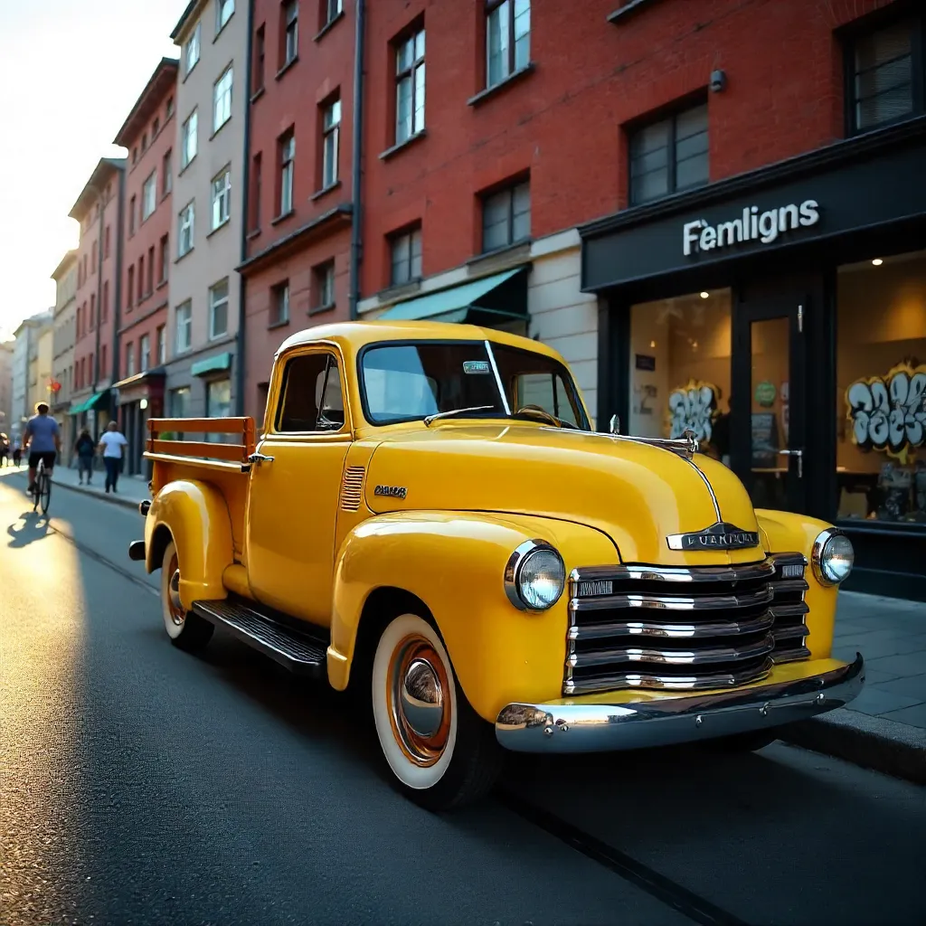Classic Yellow Pickup Truck in Berlin