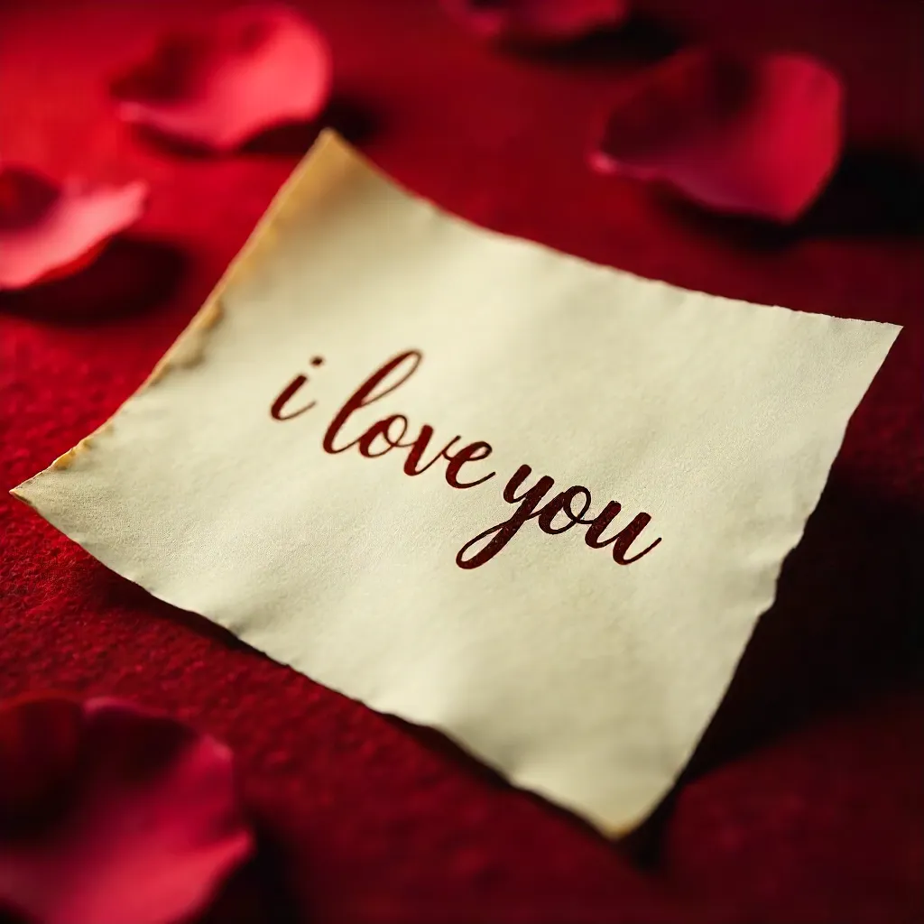 Romantic Handwritten I Love You on Red Velvet