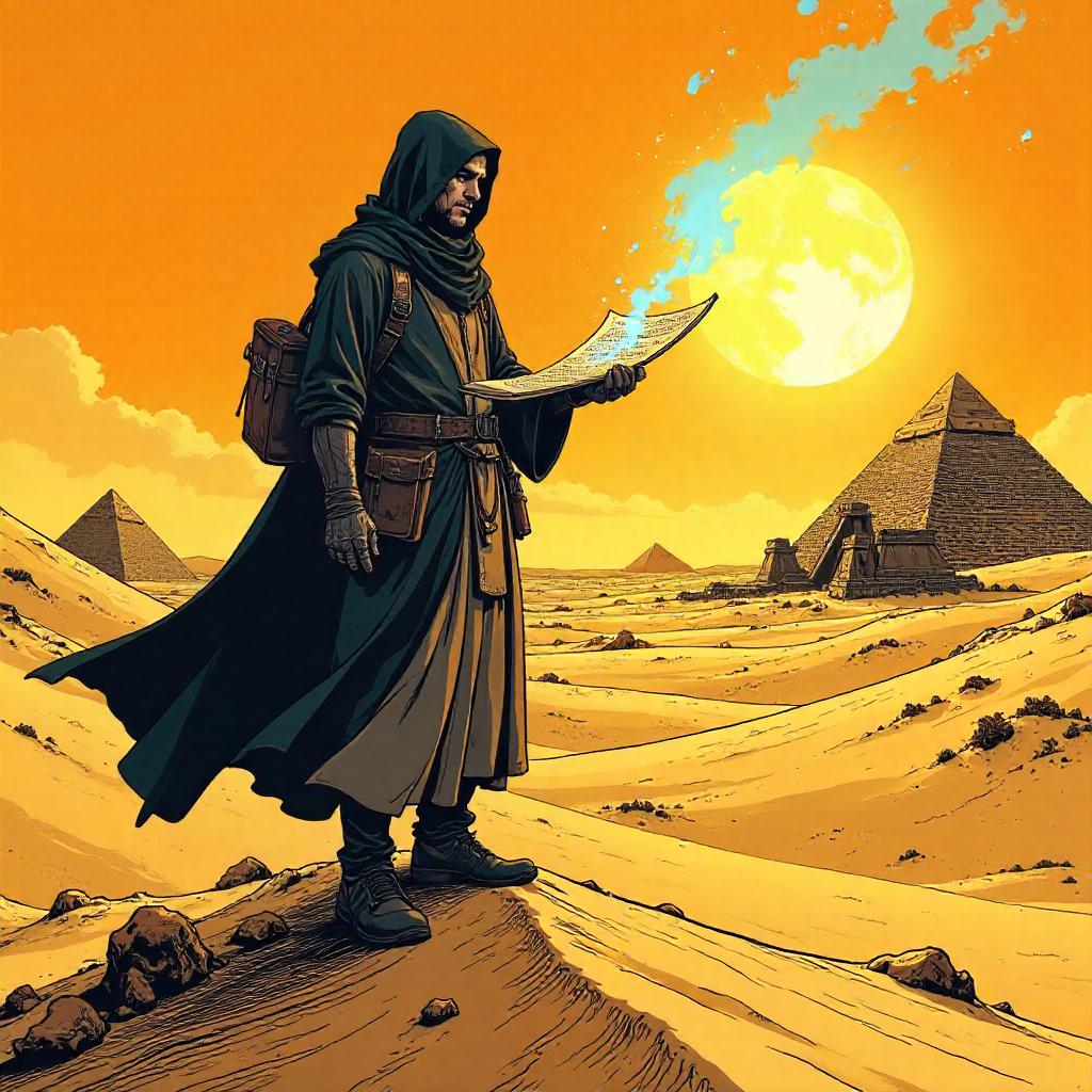 Desert Scholar in Bold Comic Style