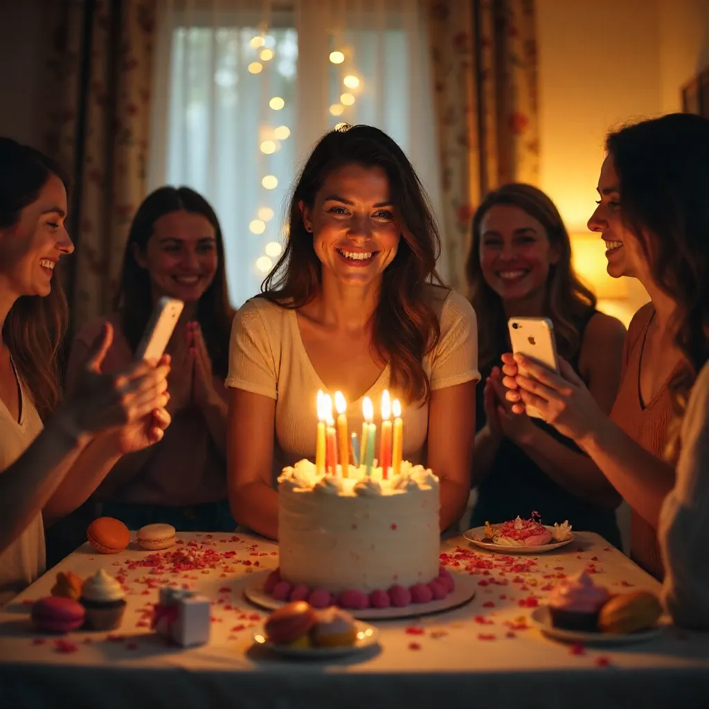 Birthday Glow: Blowing out Candles with Friends