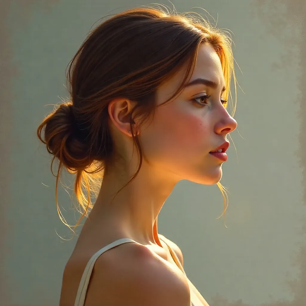 Profile Portrait of a Thoughtful Young Woman
