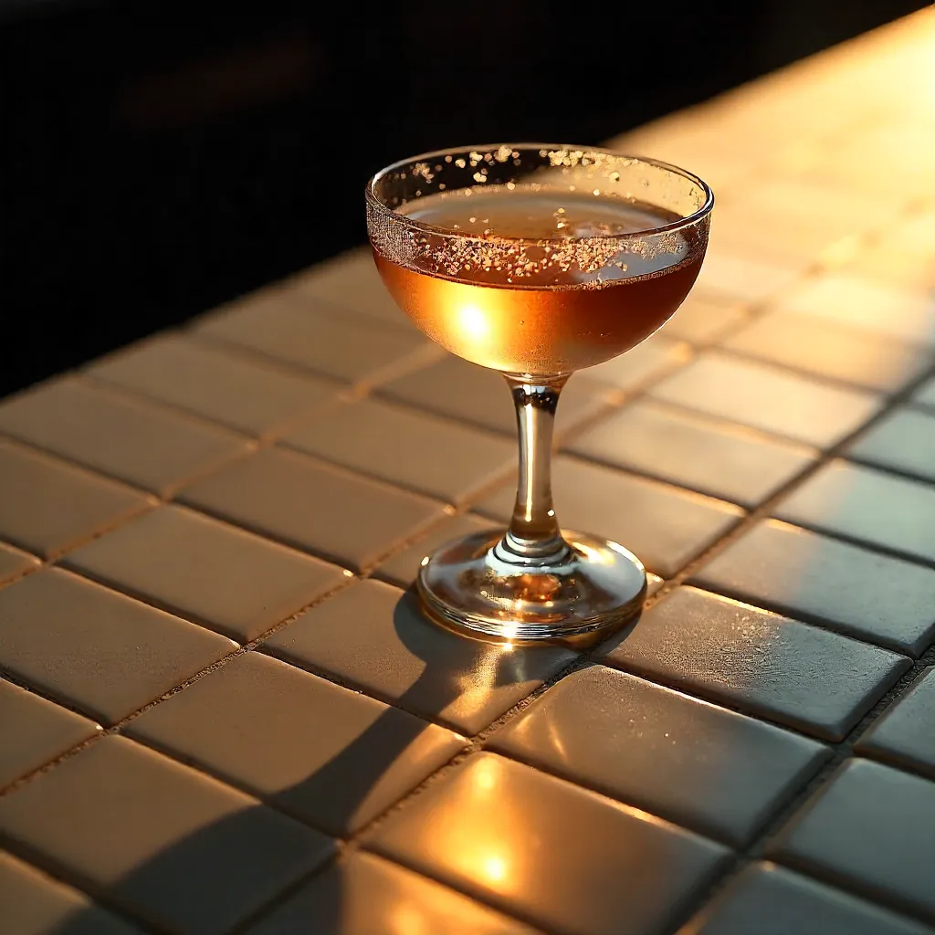 Close-Up Shadow on a Sleek Bar Tile