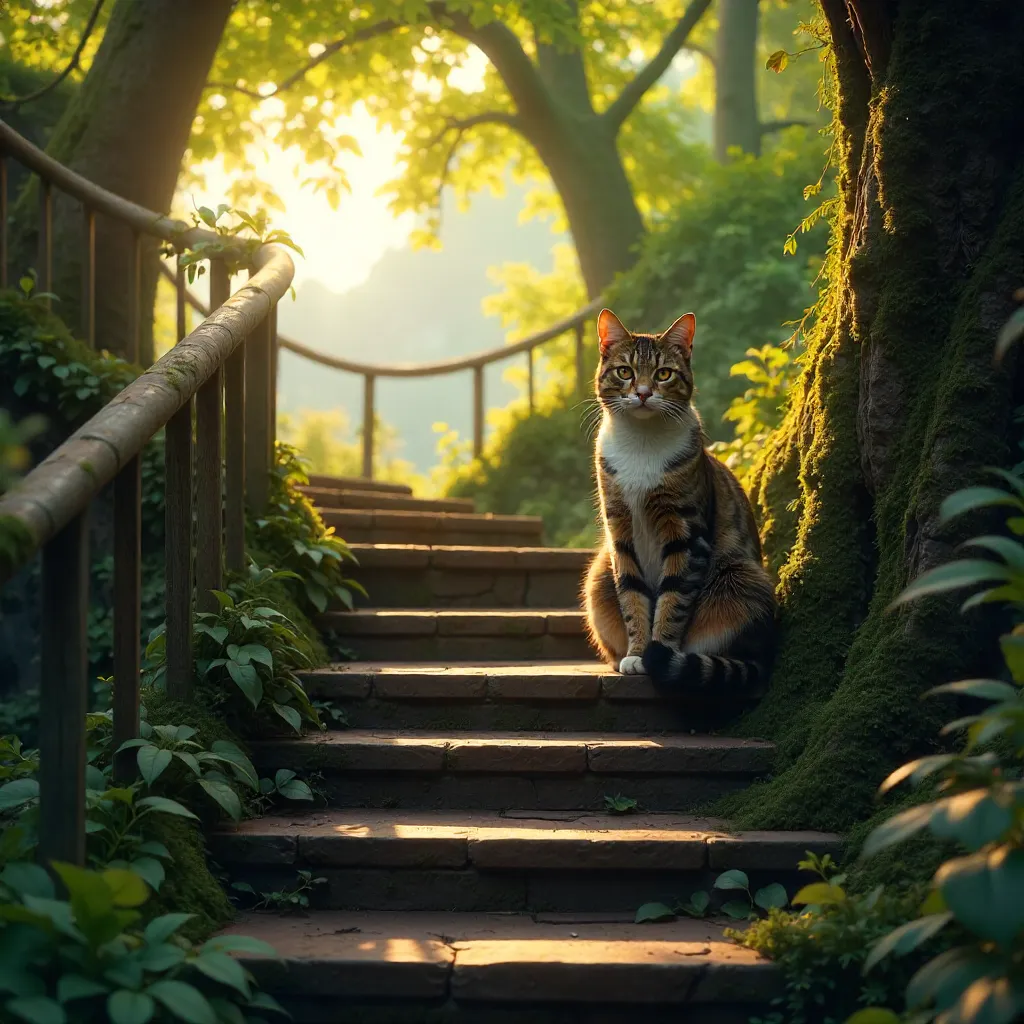Tranquil Cat on a Fethipaşa Korusu Stairway