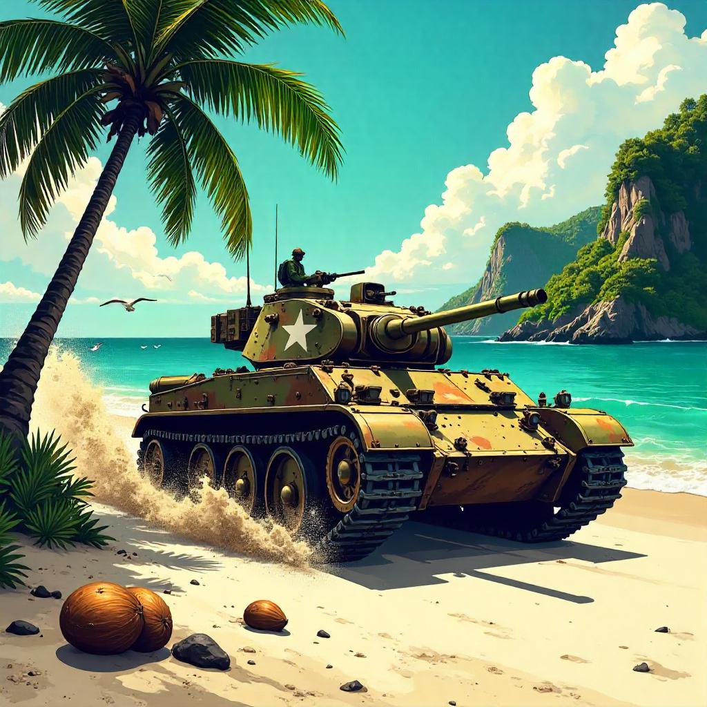 Tropical Island Tank: Comic Book Splash