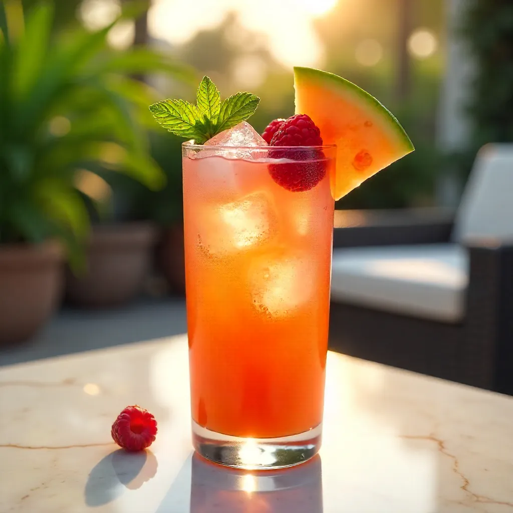 Vibrant Melon Raspberry Mint Summer Drink