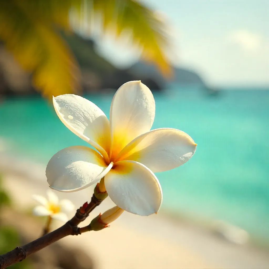 Close-up Frangipani Blooms in Zanzibar's Tropics