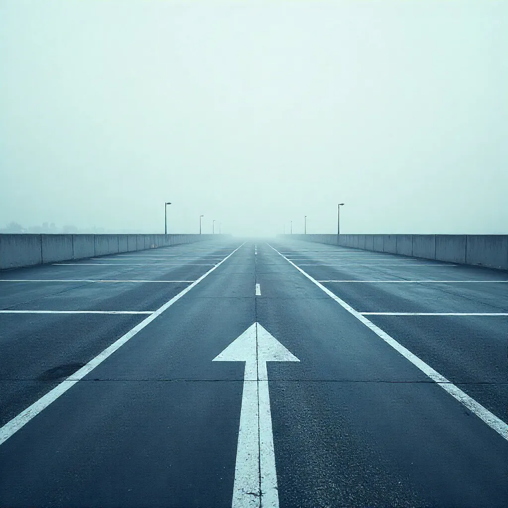 Minimalist Empty Parking Lot with Arrow