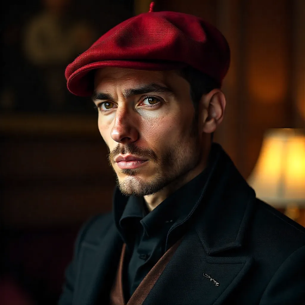 Contemplative Portrait of a Man in a Red Beret