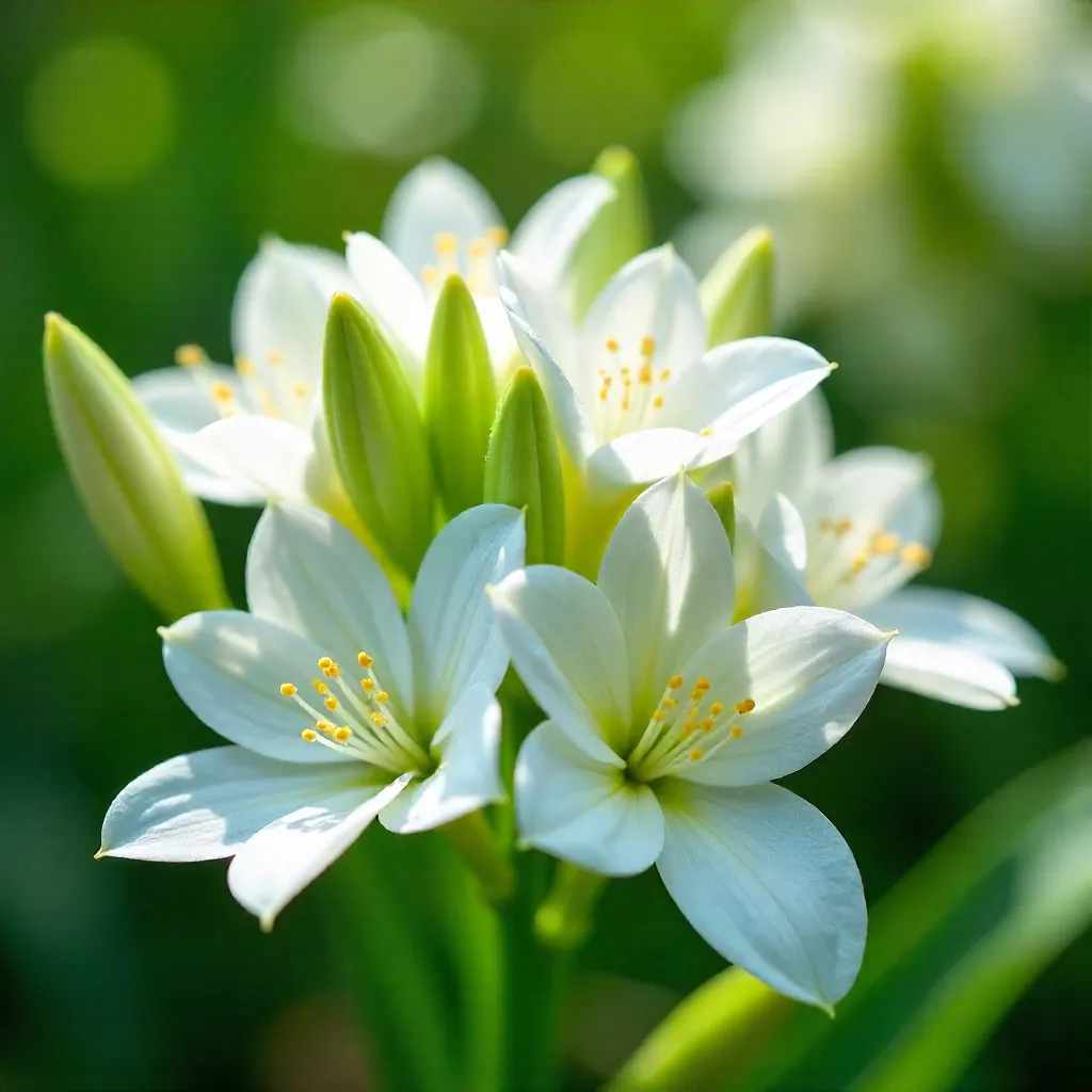 Vibrant White Flowers with Green Buds