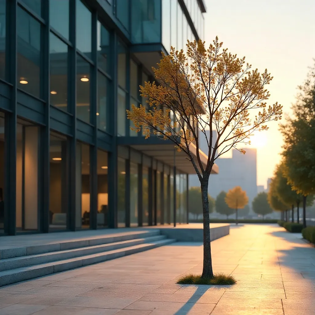 Delicate Tree Beside Modern Architecture