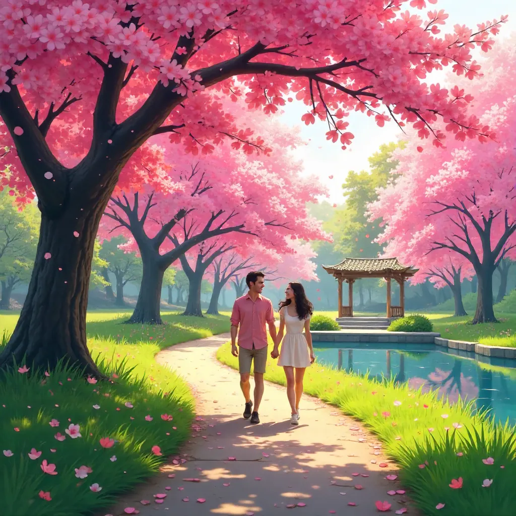 Vibrant Pink Cherry Blossoms: A Romantic Spring Scene