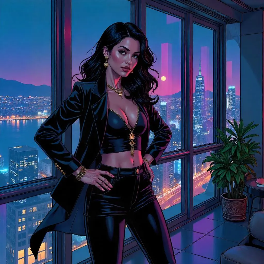 Neon Penthouse Hero: Middle Eastern Woman