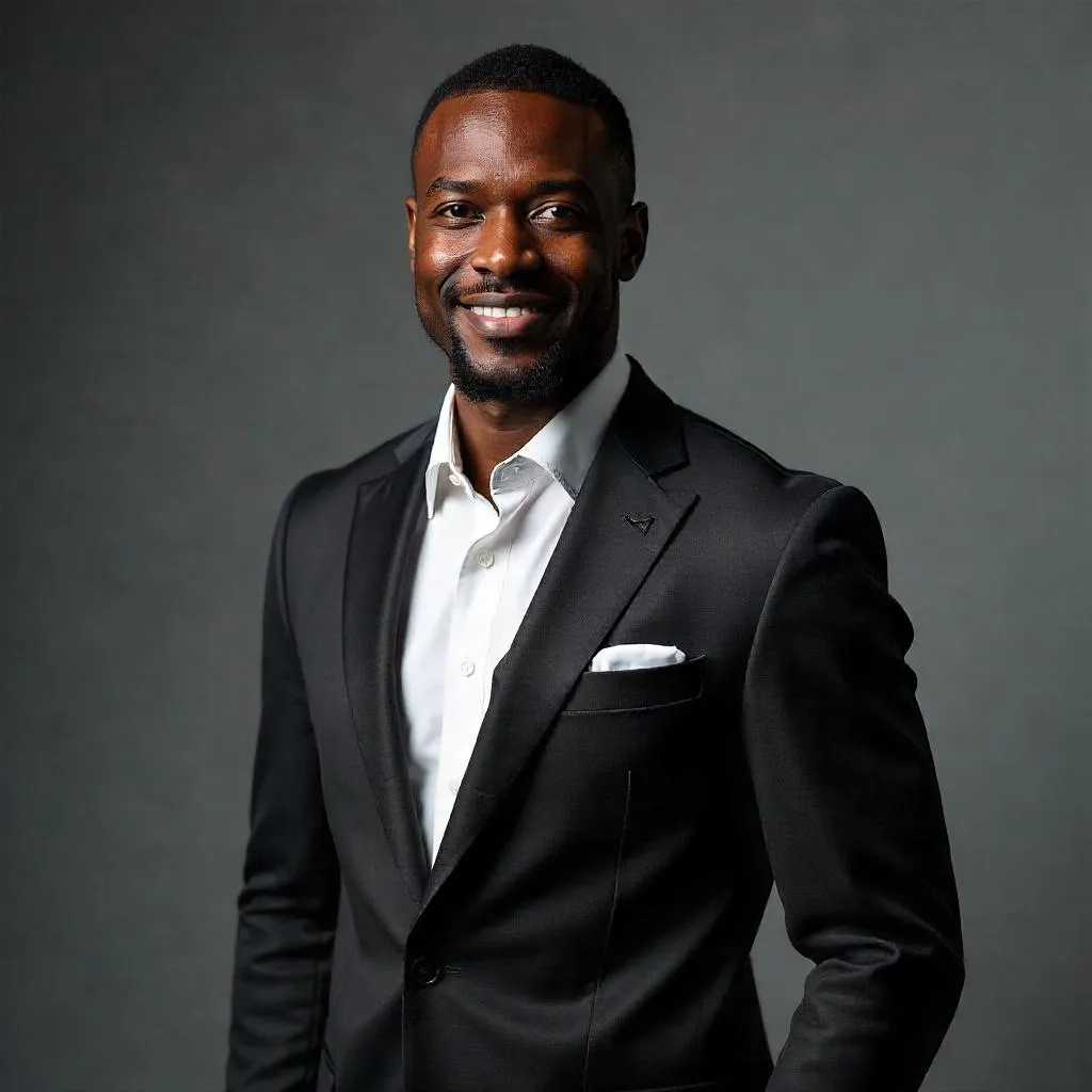 Confident Black Man Portrait in Studio