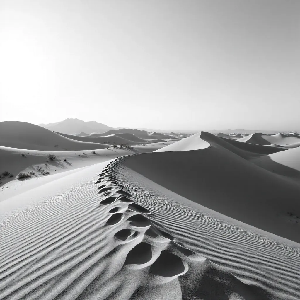 Monochrome Dunes: Soft Sunlight and Intricate Wind-Carved Patterns