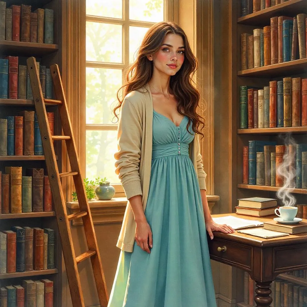 Watercolor Library Portrait of a Young Woman