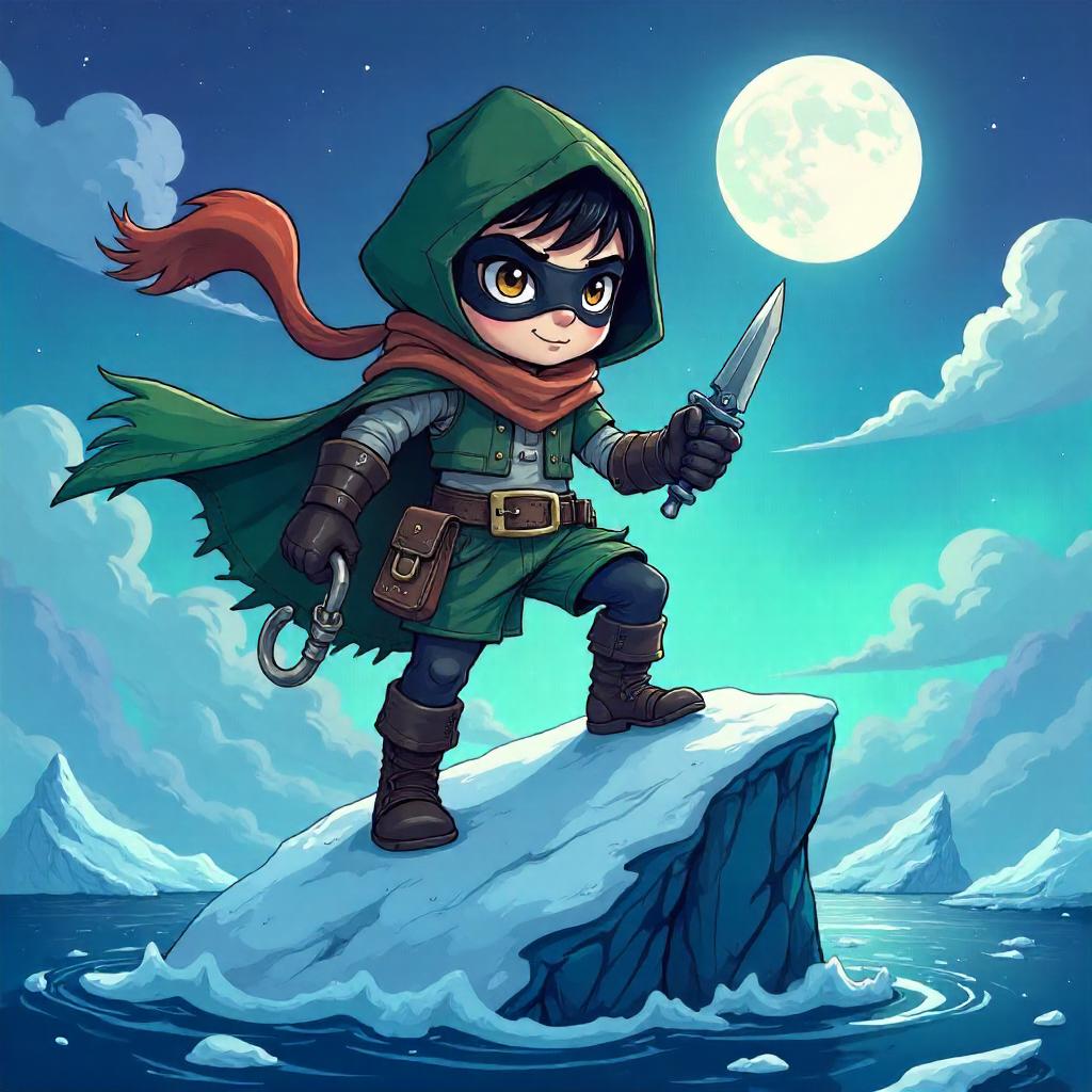Rogue on a Floating Iceberg: Cartoon Adventure